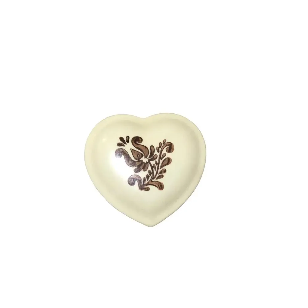 Vintage Pfaltzfraff Yellow Brown Hand Painted Heart Trinket Box